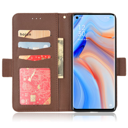 PU Leather + TPU Stand Phone Case for Oppo Reno4 Pro 5G, Litchi Texture Drop-resistant Wallet Cover