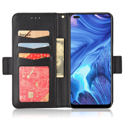 For Oppo Reno4 4G Double Magnetic Clasp Anti-fall Protection Cover Litchi Texture Leather Phone Case with Wallet Stand