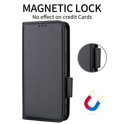 For Oppo Reno4 4G Double Magnetic Clasp Anti-fall Protection Cover Litchi Texture Leather Phone Case with Wallet Stand