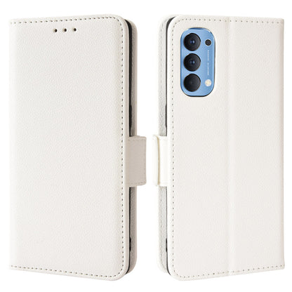 For Oppo Reno4 4G Double Magnetic Clasp Anti-fall Protection Cover Litchi Texture Leather Phone Case with Wallet Stand