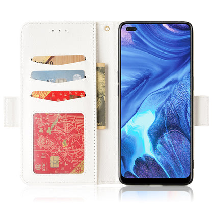 For Oppo Reno4 4G Double Magnetic Clasp Anti-fall Protection Cover Litchi Texture Leather Phone Case with Wallet Stand