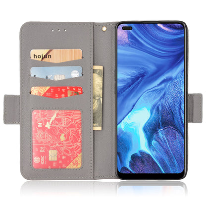 For Oppo Reno4 4G Double Magnetic Clasp Anti-fall Protection Cover Litchi Texture Leather Phone Case with Wallet Stand