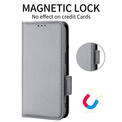 For Oppo Reno4 4G Double Magnetic Clasp Anti-fall Protection Cover Litchi Texture Leather Phone Case with Wallet Stand