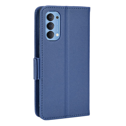 For Oppo Reno4 4G Double Magnetic Clasp Anti-fall Protection Cover Litchi Texture Leather Phone Case with Wallet Stand