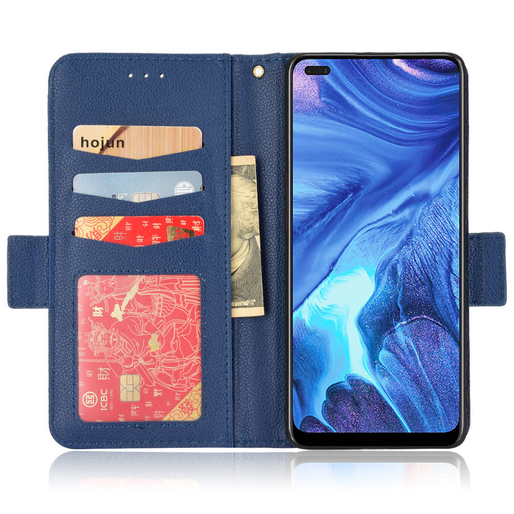 For Oppo Reno4 4G Double Magnetic Clasp Anti-fall Protection Cover Litchi Texture Leather Phone Case with Wallet Stand