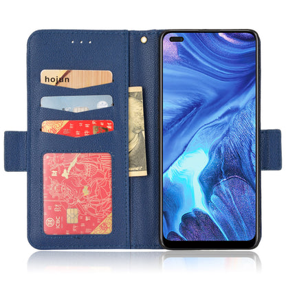 For Oppo Reno4 4G Double Magnetic Clasp Anti-fall Protection Cover Litchi Texture Leather Phone Case with Wallet Stand