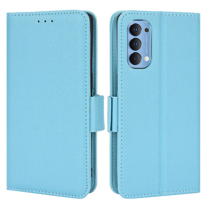 For Oppo Reno4 4G Double Magnetic Clasp Anti-fall Protection Cover Litchi Texture Leather Phone Case with Wallet Stand