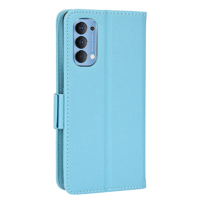 For Oppo Reno4 4G Double Magnetic Clasp Anti-fall Protection Cover Litchi Texture Leather Phone Case with Wallet Stand