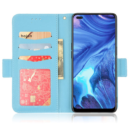 For Oppo Reno4 4G Double Magnetic Clasp Anti-fall Protection Cover Litchi Texture Leather Phone Case with Wallet Stand