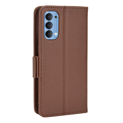 For Oppo Reno4 4G Double Magnetic Clasp Anti-fall Protection Cover Litchi Texture Leather Phone Case with Wallet Stand