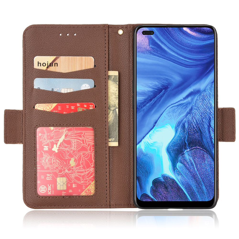 For Oppo Reno4 4G Double Magnetic Clasp Anti-fall Protection Cover Litchi Texture Leather Phone Case with Wallet Stand