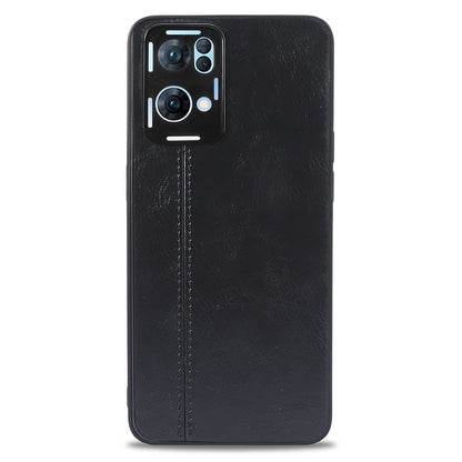 For Oppo Reno7 Pro 5G Stitching PU Leather Coating Well-protected PC + TPU Phone Case Cover