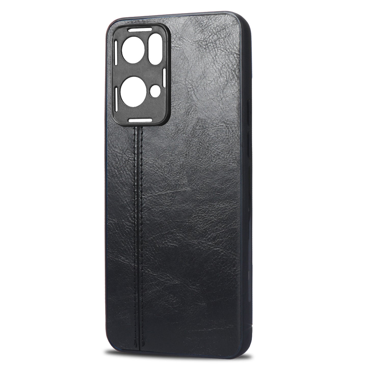 For Oppo Reno7 Pro 5G Stitching PU Leather Coating Well-protected PC + TPU Phone Case Cover