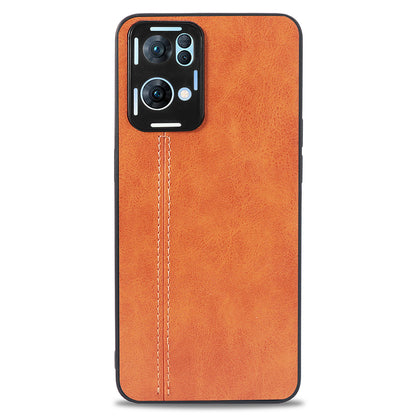 For Oppo Reno7 Pro 5G Stitching PU Leather Coating Well-protected PC + TPU Phone Case Cover