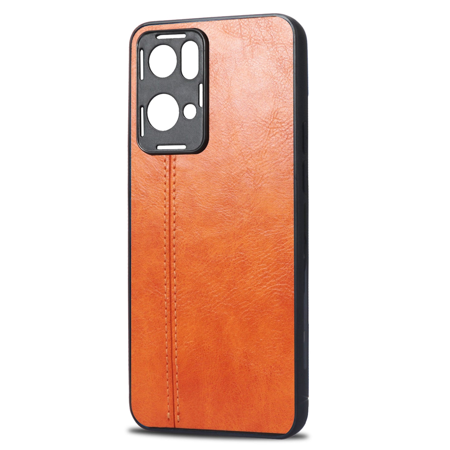 For Oppo Reno7 Pro 5G Stitching PU Leather Coating Well-protected PC + TPU Phone Case Cover