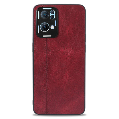 For Oppo Reno7 Pro 5G Stitching PU Leather Coating Well-protected PC + TPU Phone Case Cover