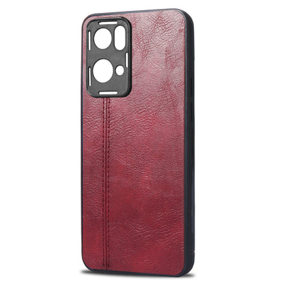 For Oppo Reno7 Pro 5G Stitching PU Leather Coating Well-protected PC + TPU Phone Case Cover