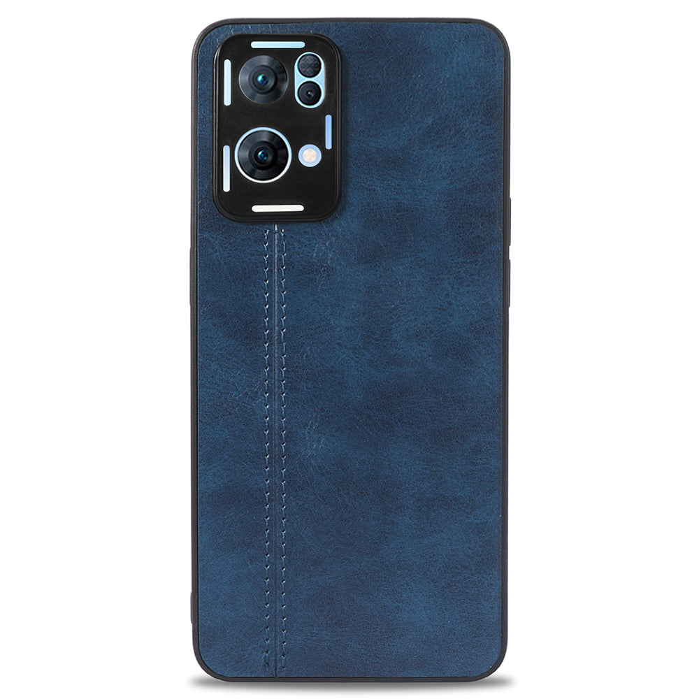 For Oppo Reno7 Pro 5G Stitching PU Leather Coating Well-protected PC + TPU Phone Case Cover