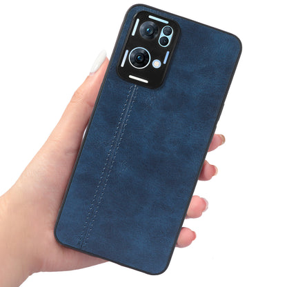 For Oppo Reno7 Pro 5G Stitching PU Leather Coating Well-protected PC + TPU Phone Case Cover