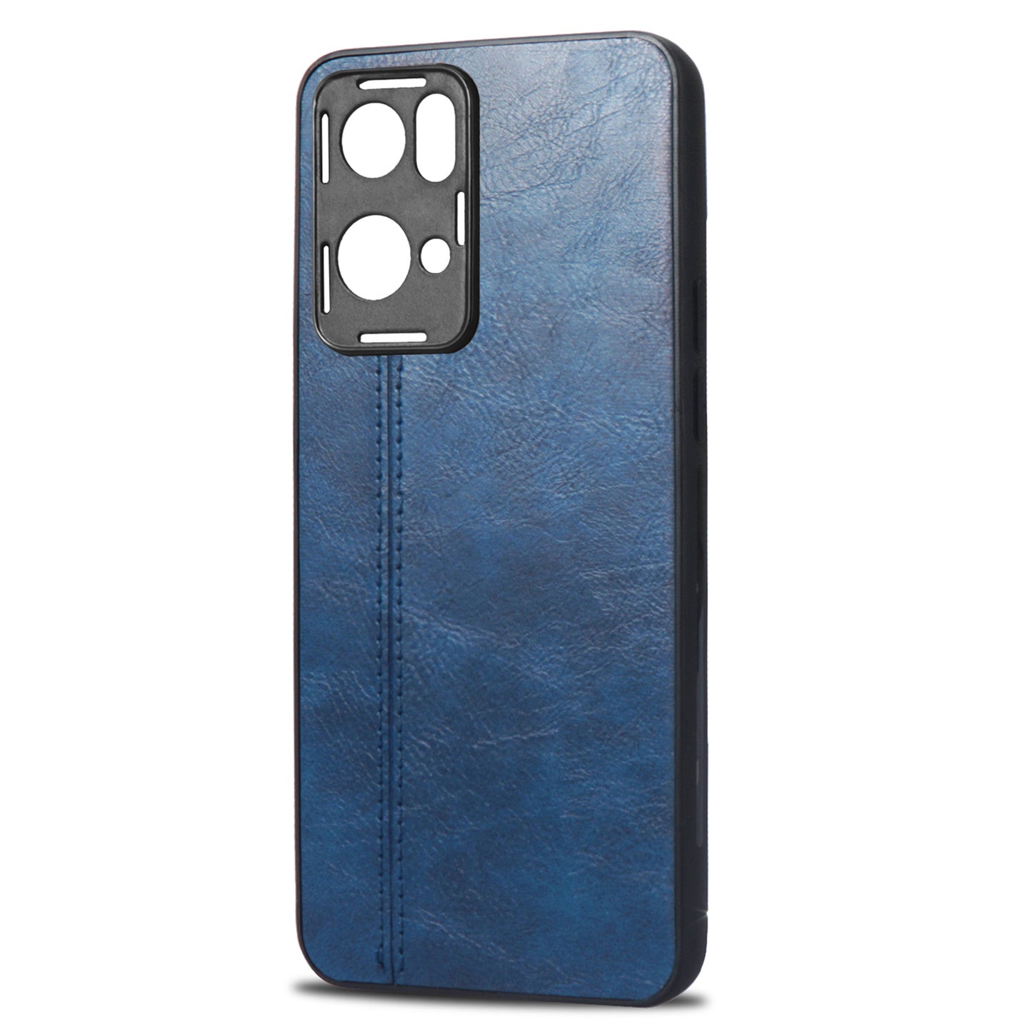 For Oppo Reno7 Pro 5G Stitching PU Leather Coating Well-protected PC + TPU Phone Case Cover