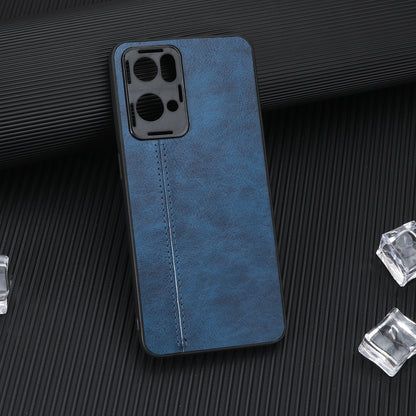 For Oppo Reno7 Pro 5G Stitching PU Leather Coating Well-protected PC + TPU Phone Case Cover