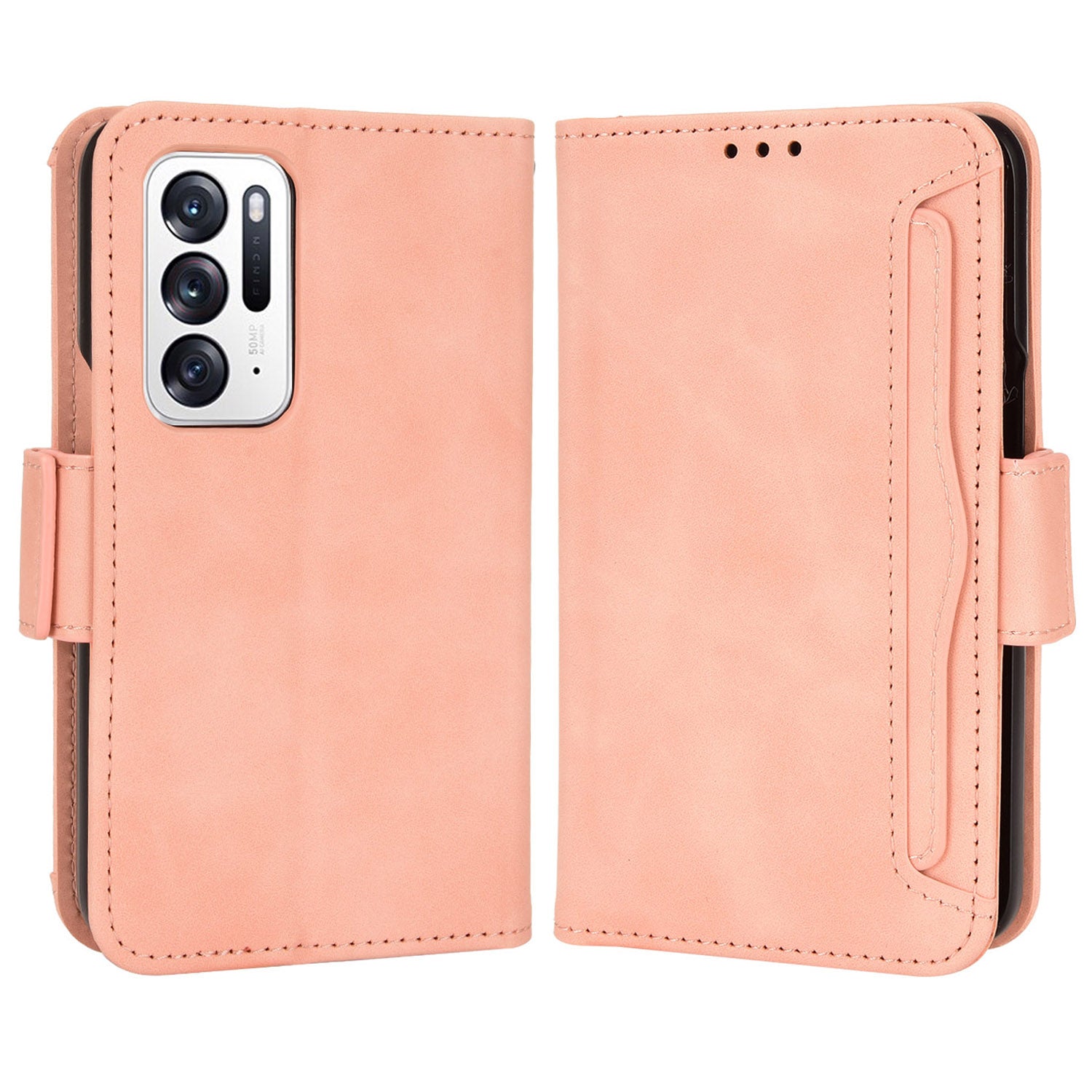 For Oppo Find N PU Leather Wallet Flip Case Stand Feature Card Slots Shockproof Soft TPU Inner Shell