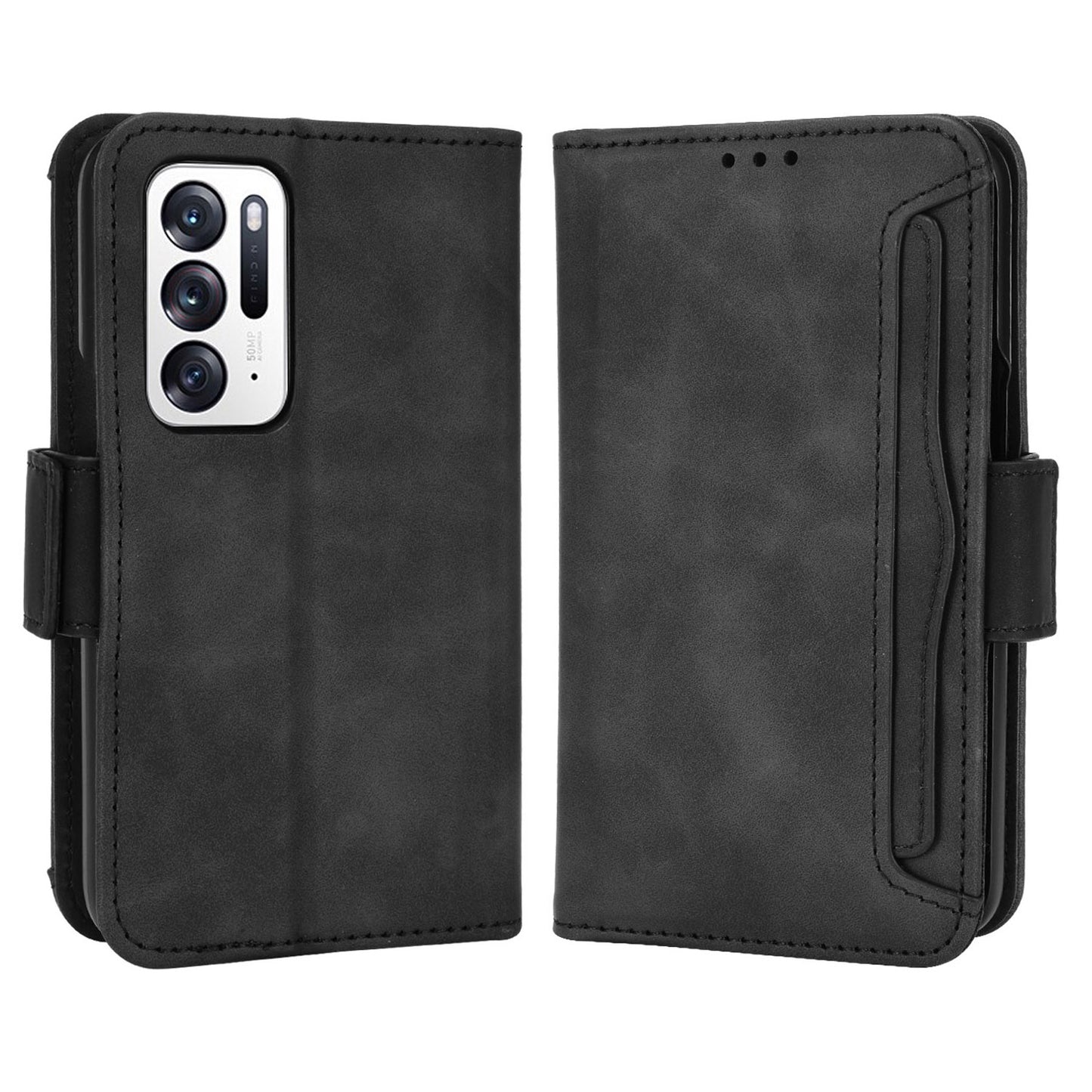 For Oppo Find N PU Leather Wallet Flip Case Stand Feature Card Slots Shockproof Soft TPU Inner Shell