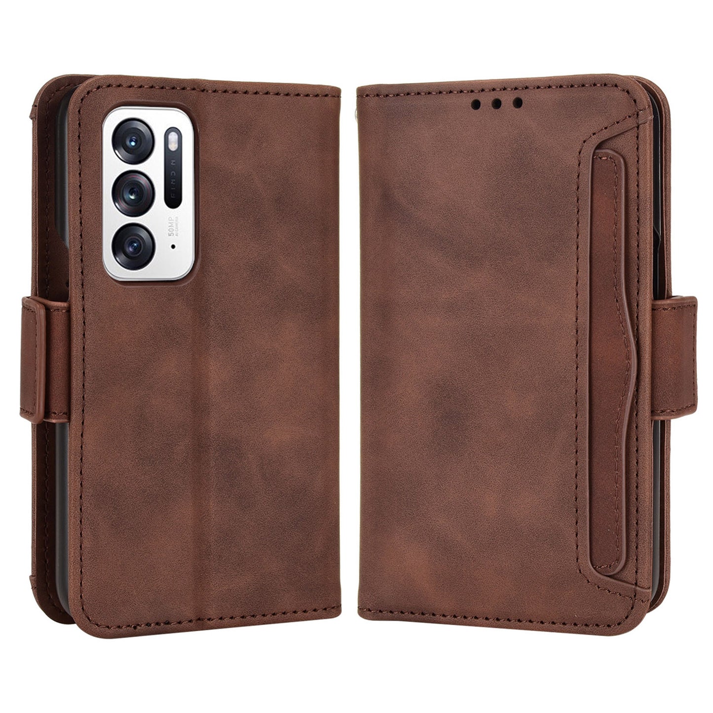 For Oppo Find N PU Leather Wallet Flip Case Stand Feature Card Slots Shockproof Soft TPU Inner Shell