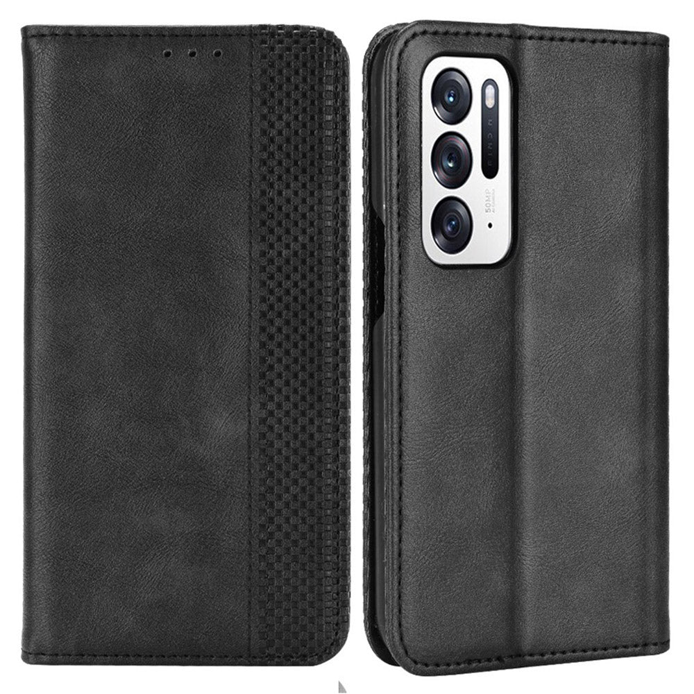 For Oppo Find N Imprinted Mosaic Magnetic Absorption PU Leather Case Stand Wallet Inner Soft TPU Book Cover