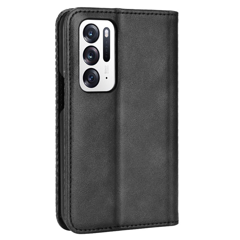 For Oppo Find N Imprinted Mosaic Magnetic Absorption PU Leather Case Stand Wallet Inner Soft TPU Book Cover