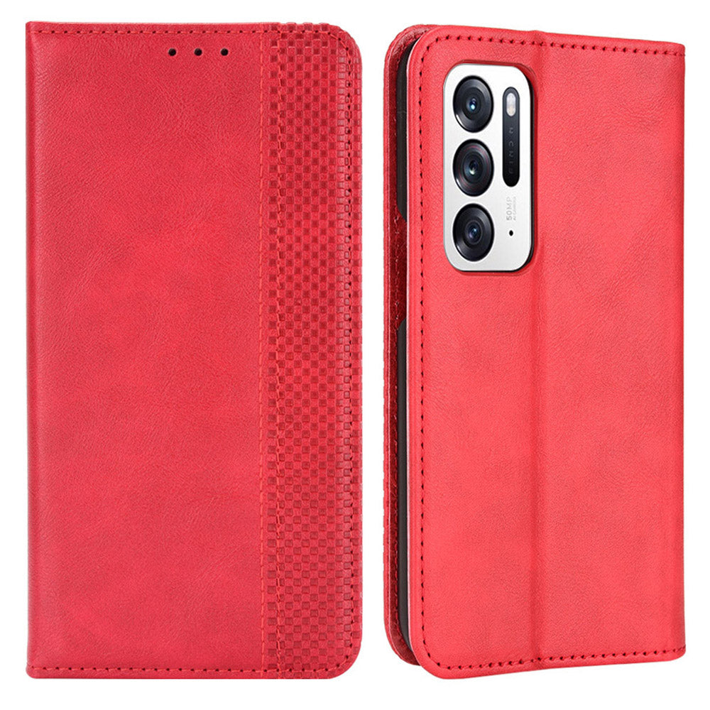 For Oppo Find N Imprinted Mosaic Magnetic Absorption PU Leather Case Stand Wallet Inner Soft TPU Book Cover