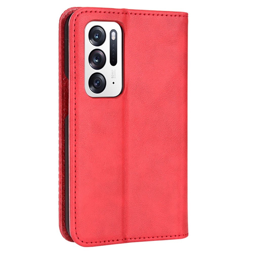 For Oppo Find N Imprinted Mosaic Magnetic Absorption PU Leather Case Stand Wallet Inner Soft TPU Book Cover