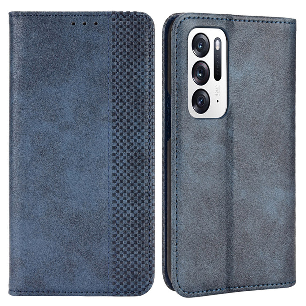 For Oppo Find N Imprinted Mosaic Magnetic Absorption PU Leather Case Stand Wallet Inner Soft TPU Book Cover