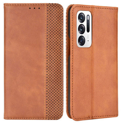 For Oppo Find N Imprinted Mosaic Magnetic Absorption PU Leather Case Stand Wallet Inner Soft TPU Book Cover