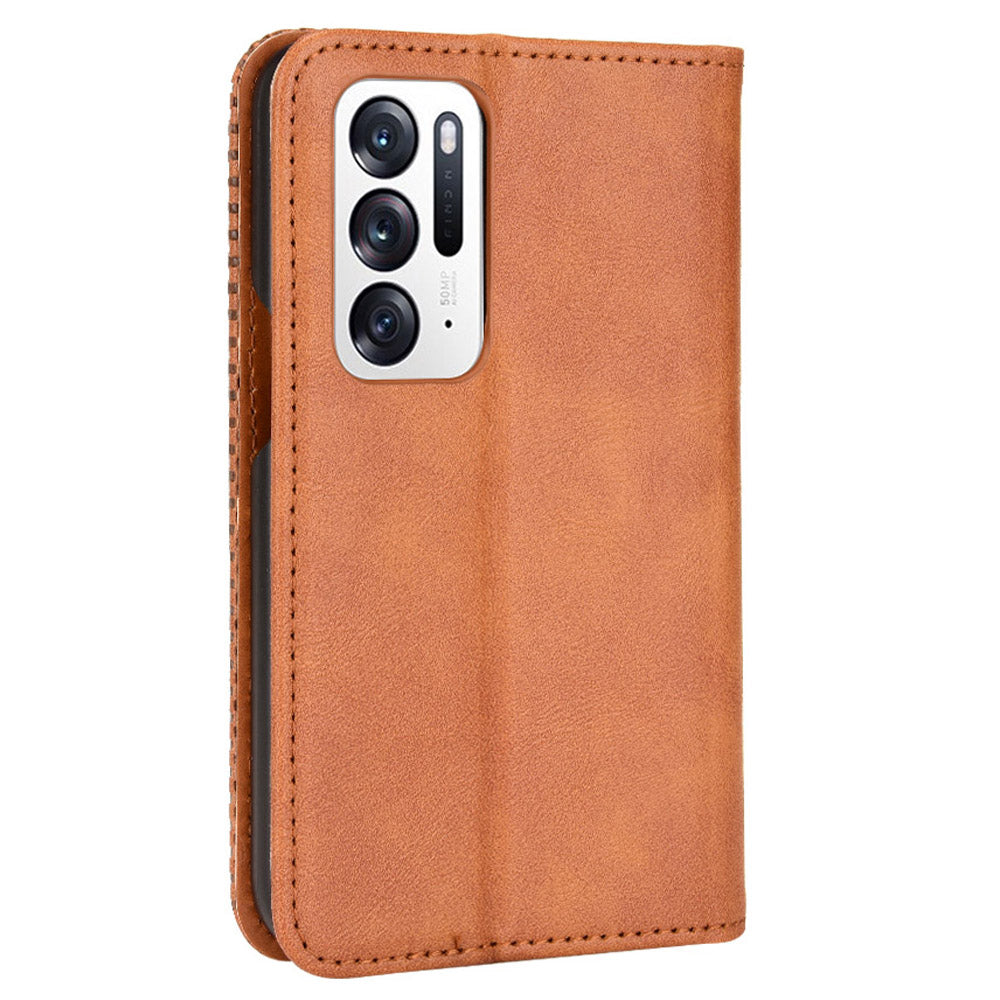 For Oppo Find N Imprinted Mosaic Magnetic Absorption PU Leather Case Stand Wallet Inner Soft TPU Book Cover