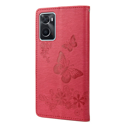 For Oppo A36/A76/Realme 9i Imprinted Butterfly Pattern PU Leather Magnetic Case Wallet Stand Flip Shockproof Cover