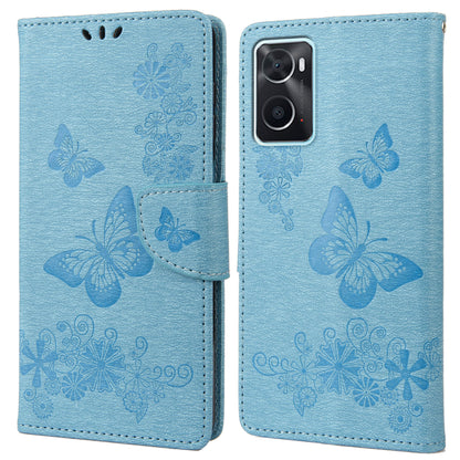 For Oppo A36/A76/Realme 9i Imprinted Butterfly Pattern PU Leather Magnetic Case Wallet Stand Flip Shockproof Cover