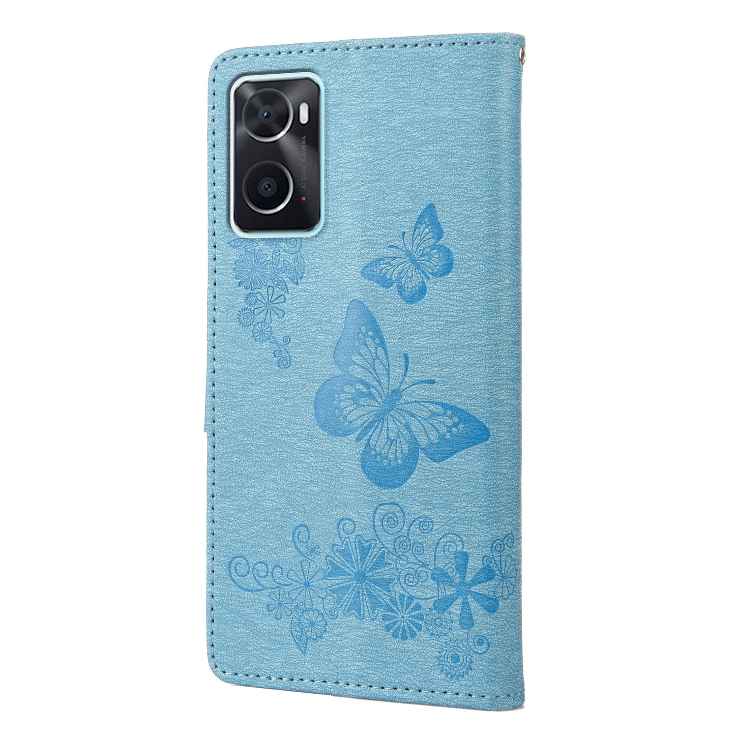 For Oppo A36/A76/Realme 9i Imprinted Butterfly Pattern PU Leather Magnetic Case Wallet Stand Flip Shockproof Cover