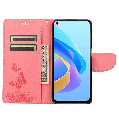 For Oppo A36/A76/Realme 9i Imprinted Butterfly Pattern PU Leather Magnetic Case Wallet Stand Flip Shockproof Cover