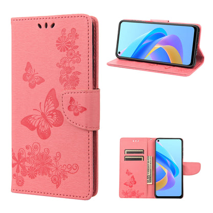 For Oppo A36/A76/Realme 9i Imprinted Butterfly Pattern PU Leather Magnetic Case Wallet Stand Flip Shockproof Cover