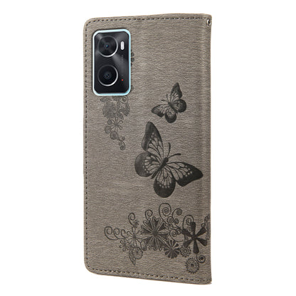 For Oppo A36/A76/Realme 9i Imprinted Butterfly Pattern PU Leather Magnetic Case Wallet Stand Flip Shockproof Cover