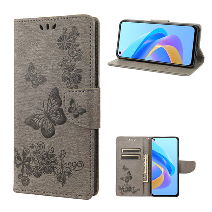 For Oppo A36/A76/Realme 9i Imprinted Butterfly Pattern PU Leather Magnetic Case Wallet Stand Flip Shockproof Cover