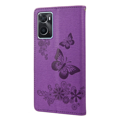 For Oppo A36/A76/Realme 9i Imprinted Butterfly Pattern PU Leather Magnetic Case Wallet Stand Flip Shockproof Cover