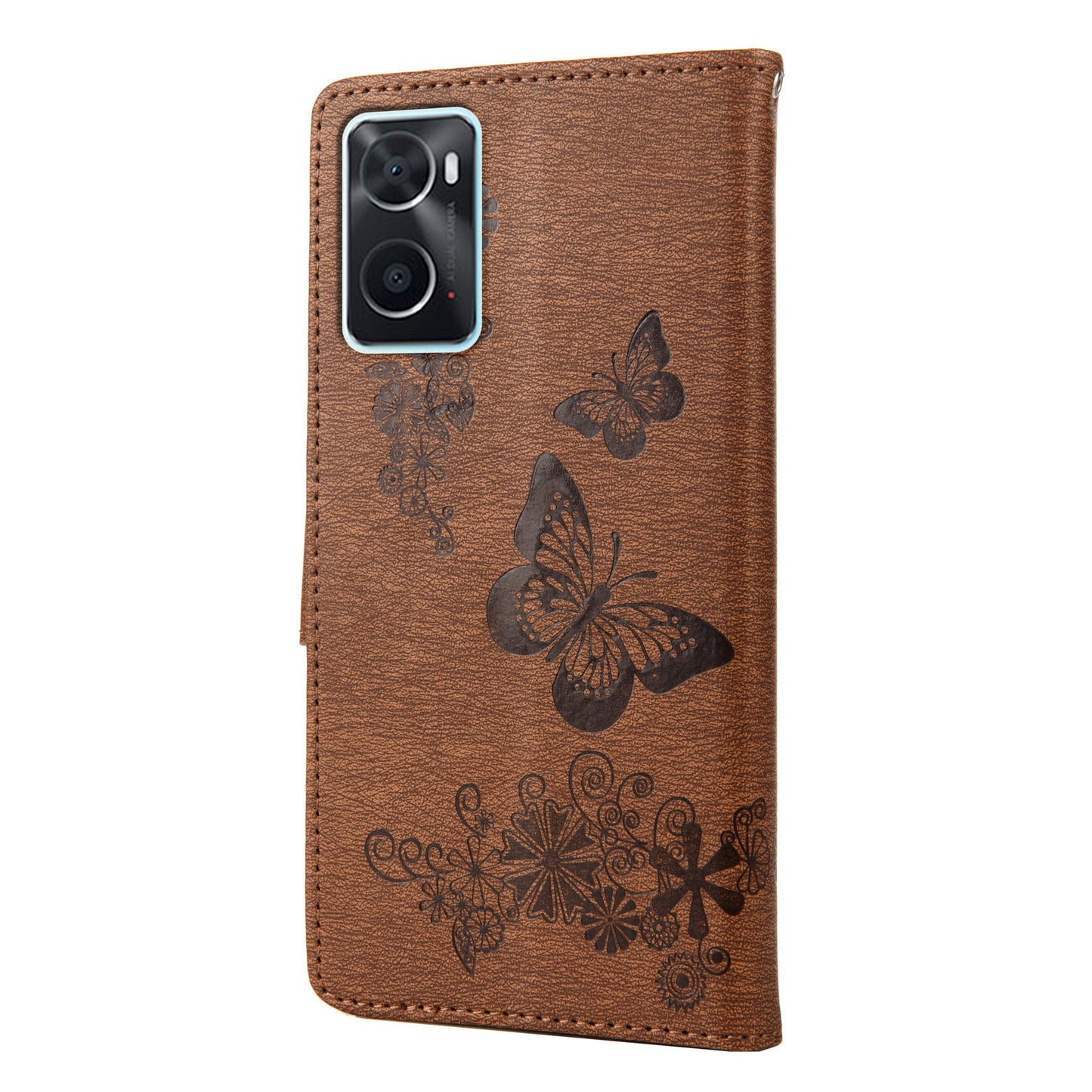 For Oppo A36/A76/Realme 9i Imprinted Butterfly Pattern PU Leather Magnetic Case Wallet Stand Flip Shockproof Cover