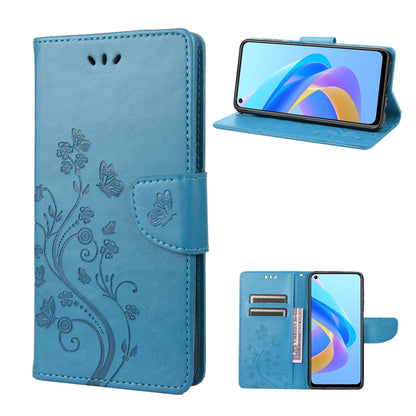 For Oppo A36/A76/Realme 9i Imprinted Butterfly PU Leather Wallet Case Magnetic Closure Stand Flip Shockproof Protective Cover