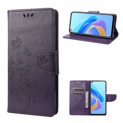 For Oppo A36/A76/Realme 9i Imprinted Butterfly PU Leather Wallet Case Magnetic Closure Stand Flip Shockproof Protective Cover