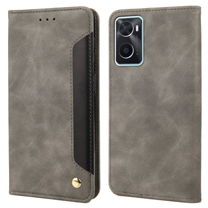 For Oppo A36/A76/Realme 9i Splicing PU Leather Case Full Protection Skin-feeling Touch Stand Flip Folio Wallet Cover