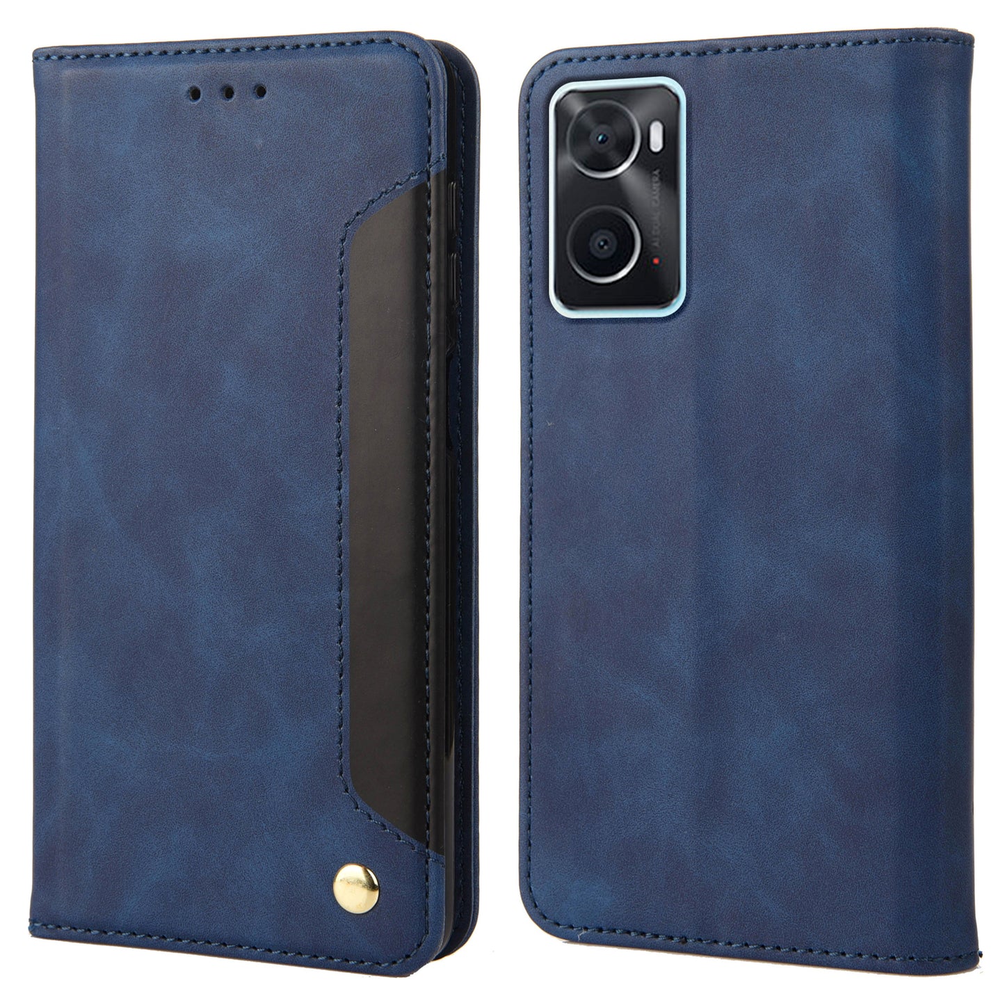 For Oppo A36/A76/Realme 9i Splicing PU Leather Case Full Protection Skin-feeling Touch Stand Flip Folio Wallet Cover