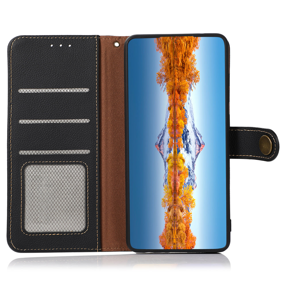 KHAZNEH Genuine Leather Phone Case for Oppo Reno7 SE 5G, RFID Blocking Wallet Stand Magnetic Clasp Cover