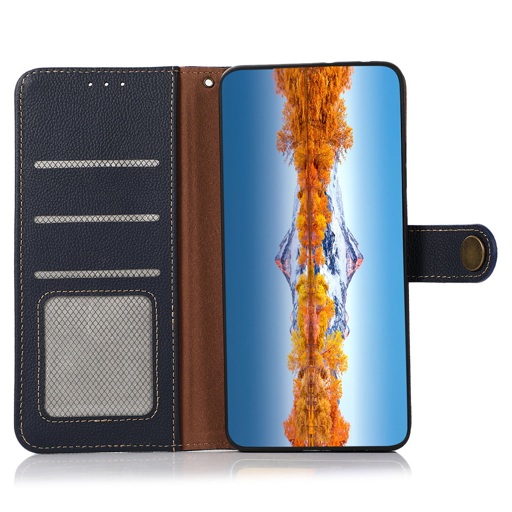 KHAZNEH Genuine Leather Phone Case for Oppo Reno7 SE 5G, RFID Blocking Wallet Stand Magnetic Clasp Cover